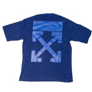 Off-White Rubber Arrows T-Shirt Mens Size L Oversized Fit Washed Blue‎